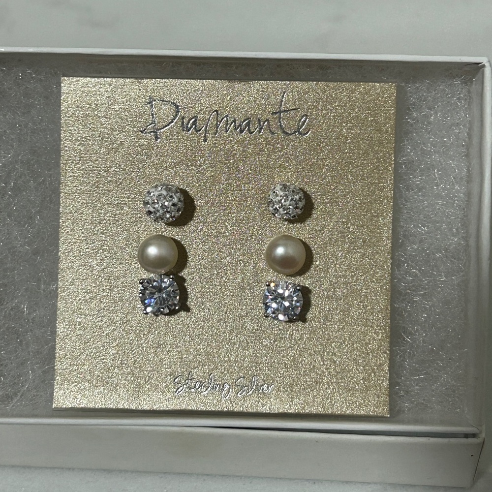 Diamante 3pair earrings set unworn NWT